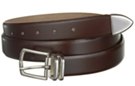 brown box leather dress belt with nickel polish buckle and tip