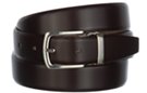 brown box leather dress belt with pin buckle