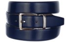 navy blue box leather dress belt with pin buckle