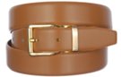 taupe box leather dress belt with pin buckle