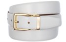 white box leather dress belt with nickel polish buckle