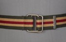 box ring belt, olive, red, yellow striped