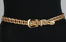 1/2" belt with gold chain center interwoven with gold and pewter pleather braid