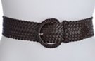 dark brown faux leather braided belt with braided buckle