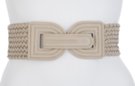 braided beige double D high waist stretch belt