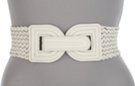 braided ivory white double D high waist stretch belt