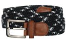 black gray and white braided stretch belt with brushed nickel buckle