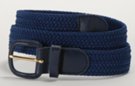 better navy blue braided knitted elastic belt with leather buckle