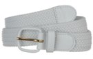 better white braided knitted elastic belt with leather buckle