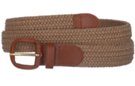 braided stretch belt, light tan with tan leather tabs and buckle