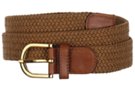 tobacco brown braided stretch belt and gold buckle