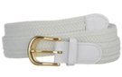 braided stretch belt, white with gold buckle