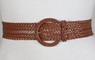 brown faux leather braided belt with braided buckle