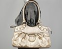 brass ring omega strap handbag with ruched sac