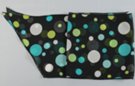 chiffon belt scarf with blue, green and white bubbles on black