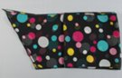 chiffon belt scarf with scattershot dots in pink, yellow, aqua and white on black