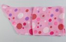 chiffon belt scarf with scattershot dots in pink, purple, brick red, and white on bubblegum pink