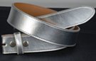 1-1/2" silver leather belt strap, snap closure