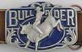 pewter and blue enamel "Bull Rider" belt buckle
