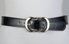 1-1/2 inch black vinyl belt with nickel polish butterfly buckle