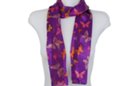 butterfly profusion print purple satin and sheer belt scarf
