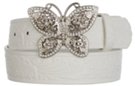 white western embossed belt with butterfly rhinestone buckle