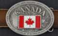 oval belt buckle with Canada flag, map and name