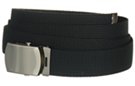 1-1/4" military-style web belt, black with nickel polish buckle