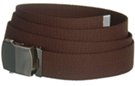 basic 1-1/4" military style web belt, dark brown with nickel polish buckle