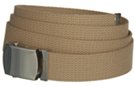 1-1/4" military-style web belt, khaki with nickel polish buckle