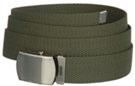 1-1/4" military-style web belt, olive with nickel polish buckle