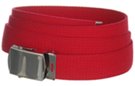 1-1/4" military-style web belt, bright red with nickel polish buckle