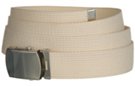 1-1/4" military-style web belt, sandshell off-white with nickel polish buckle