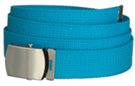 1-1/4" military-style web belt, turquoise with nickel polish buckle