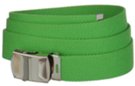 1-1/4" military-style web belt, vibrant green with nickel polish buckle