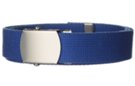 indigo blue 1-1/4" military-style web belt with buckle and tip