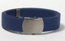 navy blue 1-1/4" military-style web belt with buckle and tip