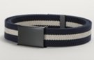 canvas web belt and buckle, navy and off-white stripes