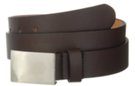 1-5/16" smooth brown casual leather belt with bright nickel buckle