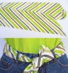 chiffon belt scarf with diagonal stripes in shades of green and brown spiced up with narrow bands of sky blue