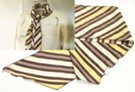 chiffon belt scarf with chocolate, beige and amber diagonal stripes