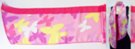 chiffon belt scarf, cloud of butterflies in pink, white, yellow and lavender on a light pink field, pink border