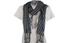 black and gray check fringed scarf/shawl