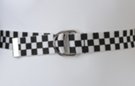 black and white checkered D-ring canvas belt