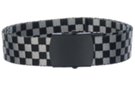 black buckle on chequered flag polypro web belt
