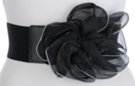 chiffon black flower buckle high waist stretch belt