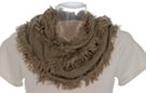 brown fringe knitted circle scarf