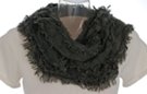 gray fringe knitted circle scarf