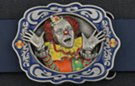 3-D multi-colored circus clown pewter belt buckle