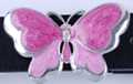 cloisonne butterfly belt buckle, rose and pink with rhinestones